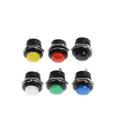 6 pcs R13-507 Momentary SPST NO Red Round Cap Push Button Switch AC 6A/125V 3A/250V 6color