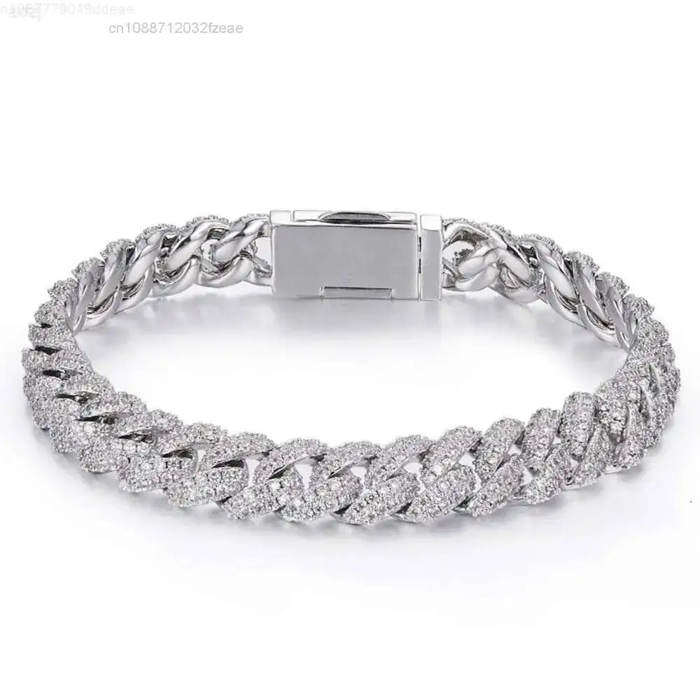 

Vvs1 20inch Vermeil 10mm 2 Row 925 Silver Moissanite Cuban Bracelet Link Chain