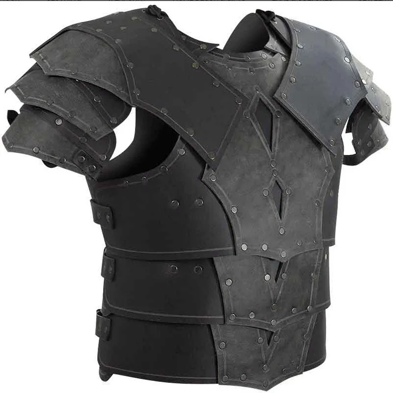 Średniowieczny Gladiator Body Chest Armor Viking kostium pirata PU skóra Cuirass napierśnik Halloween płaszcz kamizelka strój dla mężczyzn LARP