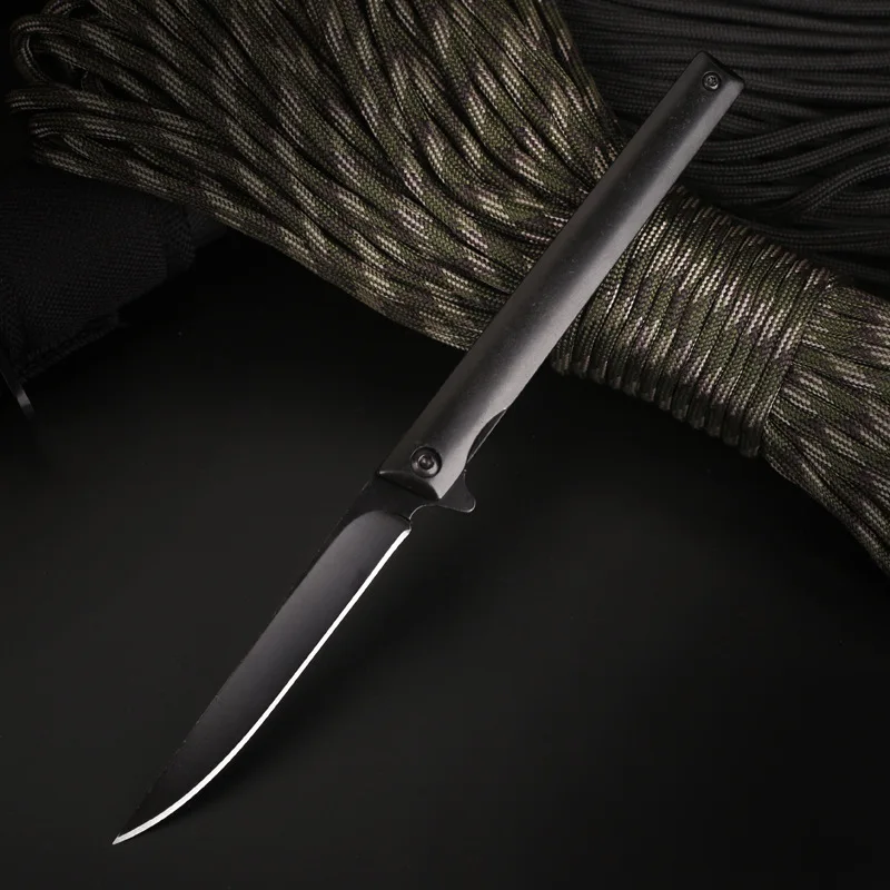 Multi-function Outdoor EDC Sharp Hunting Knife Tactical Folding Knife Portable Pocket Knife Holster Leather Self Defense Tools