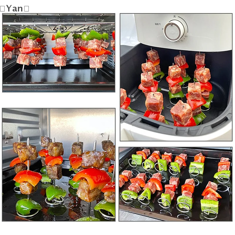 10 Buah Panggangan Vertikal Oven Penggoreng Udara Panggangan Tusuk Sate Aksesori Universal Jarum Pemanggang Khusus Baja Tahan Karat 304 Aman untuk Makanan