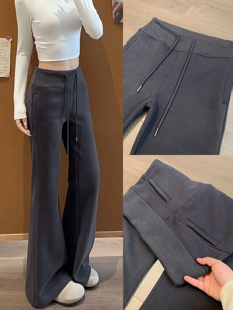 

Американские женские спортивные брюки с высокой талией, утягивающие, для йоги, расклешенные, повседневные, прямые, в стиле Bell Bot, для фитнеса