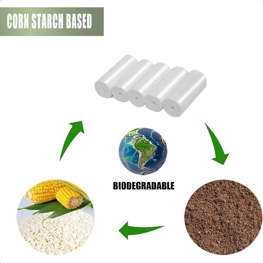 أكياس قمامة صغيرة أكياس قمامة صغيرة 46 جالون بطانات قابلة للتحلل الحيوي حجم سميك توسيع الأبيض 200 التهم