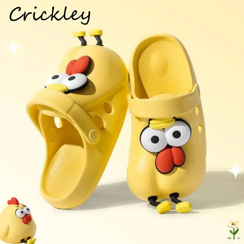 Cartoon Chicken Dog Kids Slippers Summer EVA Animal 3D Beach Shoes For Boys Girls Waterproof Soft Bottom Children Slippers