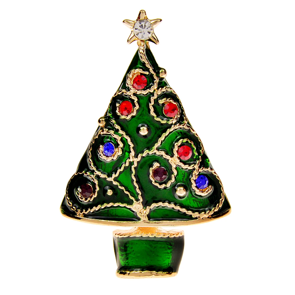 CINDY XIANG Rhinestone Christmas Tree Brooch Fashion Winter Festival Pin Party Decoration Accessories High Quality New 2022