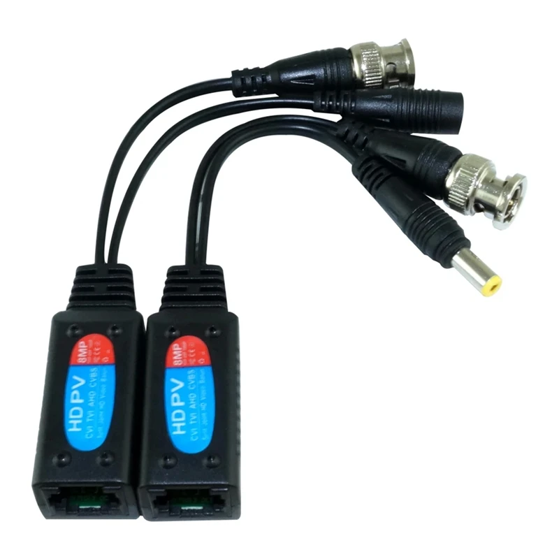 4 Pairs Video Balun Cable Set 8MP HD Transmission Twisted Transmitter BNC To RJ45 Adapter Support HDCVI TVI AHD Camera, Durable