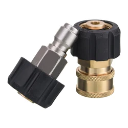 Pressure Washer Hose Adapter Set  M22 14mm/15mm Female Thread to 3/8 Quick Connect Brass for Pressure Washer Gun or Hose Coupler