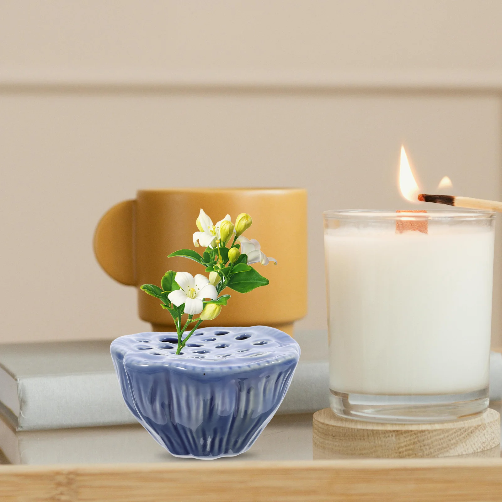 

Sophisticated Ceramic Lotus Vase Exquisite Craftsmanship Serene Ambiance Home Decor Living Room Bookshelf Decor