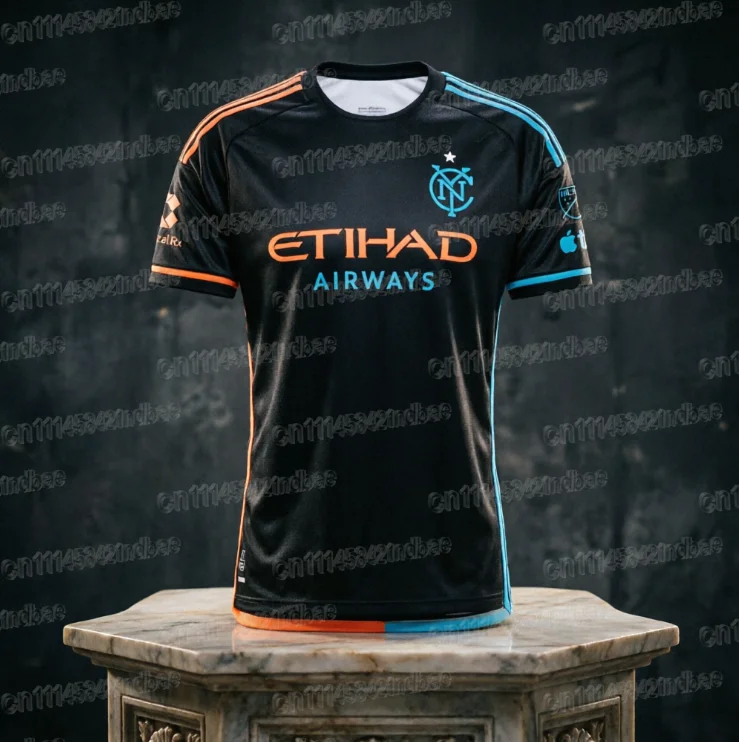 NYCFC 2026 All Nations Men's Soccer Shirt MLS Football Jersey Fan Version Blue Geometric Pattern Summer T-Shirt FamilyMatching