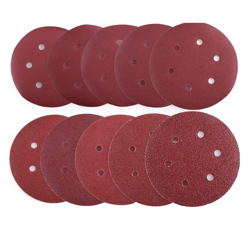 6 Inch 6 Holes 150MM Sanding Discs 60-600 Grit Flocking Sandpaper Orbital Sander Hook and Loop Aluminum Oxide Sand Paper