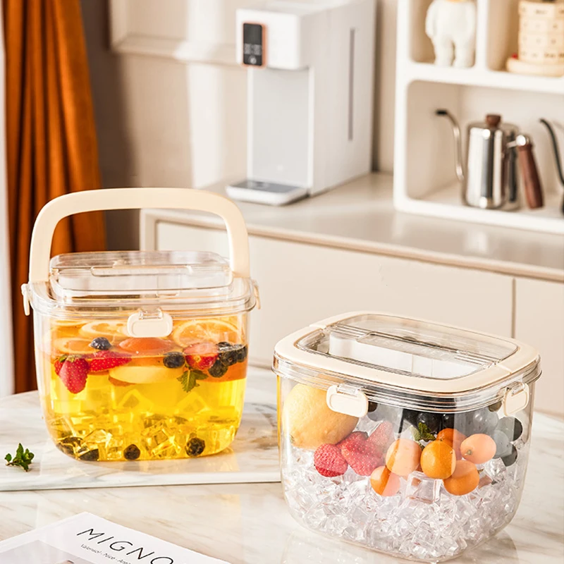 

Ведро для барного льда с крышкой и щипцами, портативное скрытое ведро для напитков и пива, прозрачное хранилище для хранения охлажденного льда