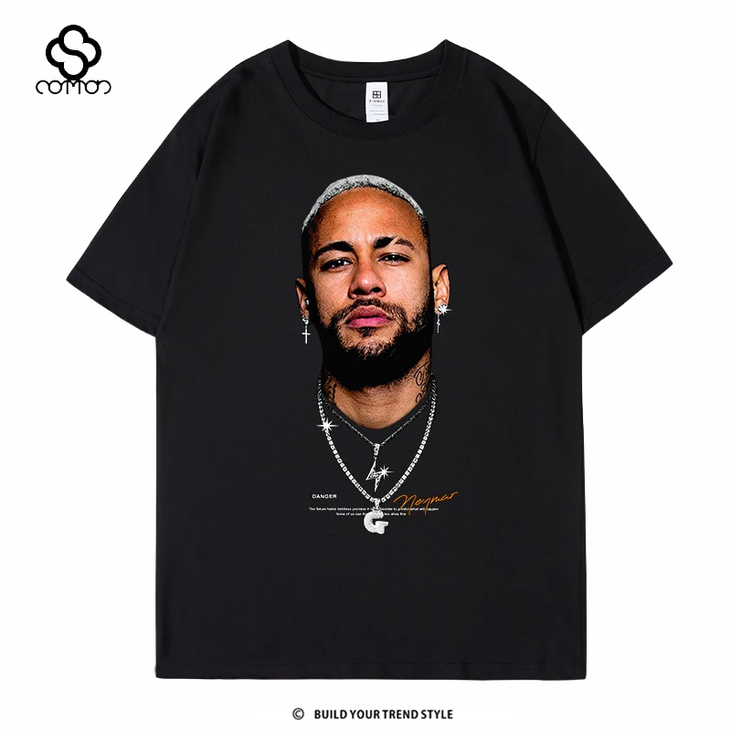 تي شيرت نيمار 100% من القطن الخالص بنجمة أمريكية كلاسيكية رياضية غير رسمية بأكمام قصيرة للشارع للرجال والنساء ماركة عصرية