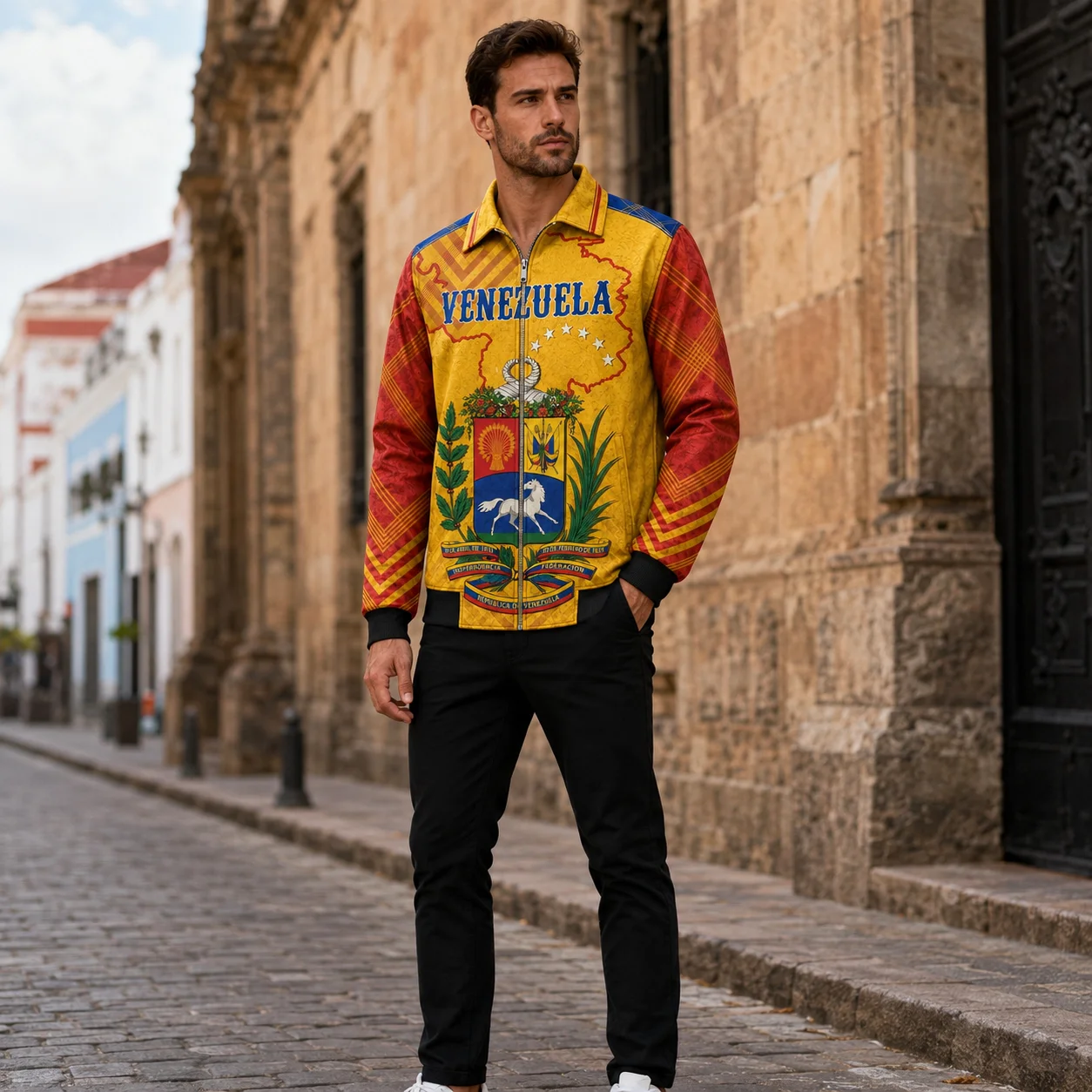 New Venezuela 3D Print Jacket National Coat Graphic Jackets Yellow Red Blue Flag Style Zip Up Coat Casual Streetwear Outerwear