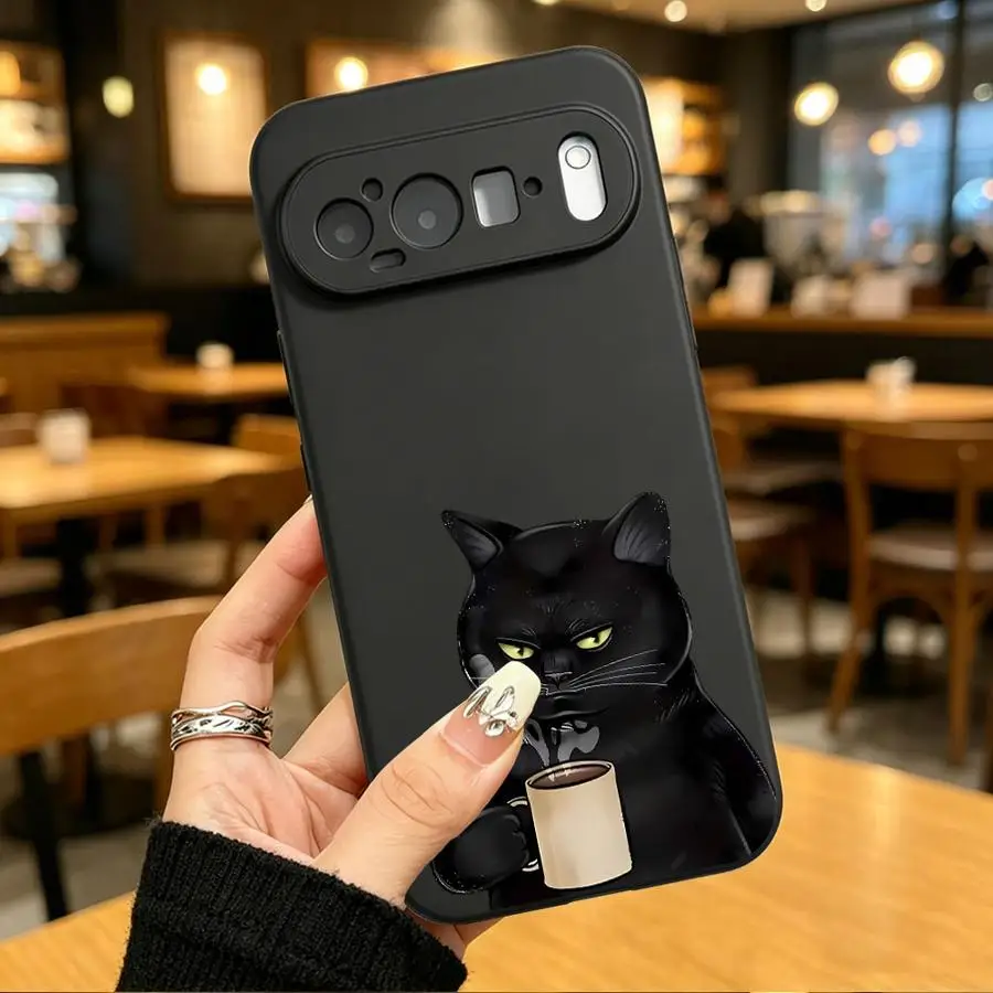 Black Cat Coffee Funda Handyhülle für Google Pixel 10A 7a 6 7 8 Pro 8a 6a 9a 10 9 Pro XL