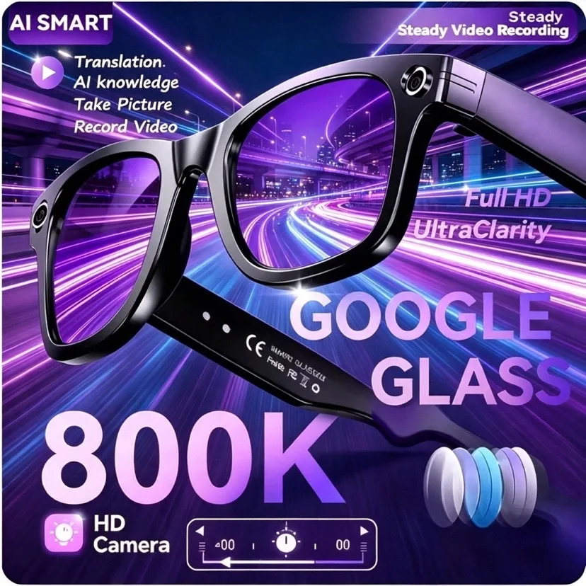 800W Camera AI Glasses Men Color-Changing Smart Translation Glasses Photo Video Recording Waterproof Call Smart Sunglasses New