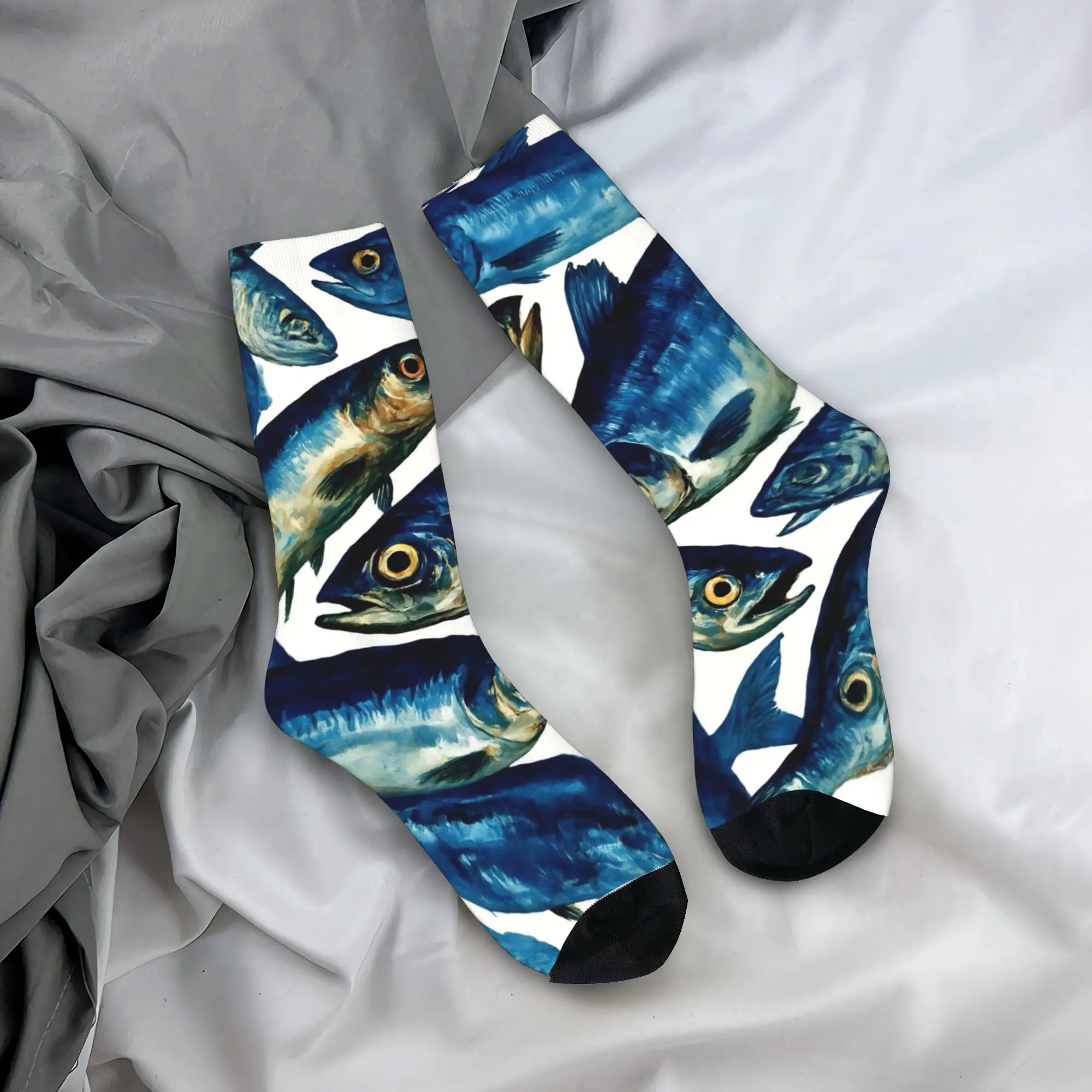 Fish Bait Socks Winter Colorful Printed Fish Fishing Pattern Stockings Harajuku Couple High Quality Socks Non Slip Socks