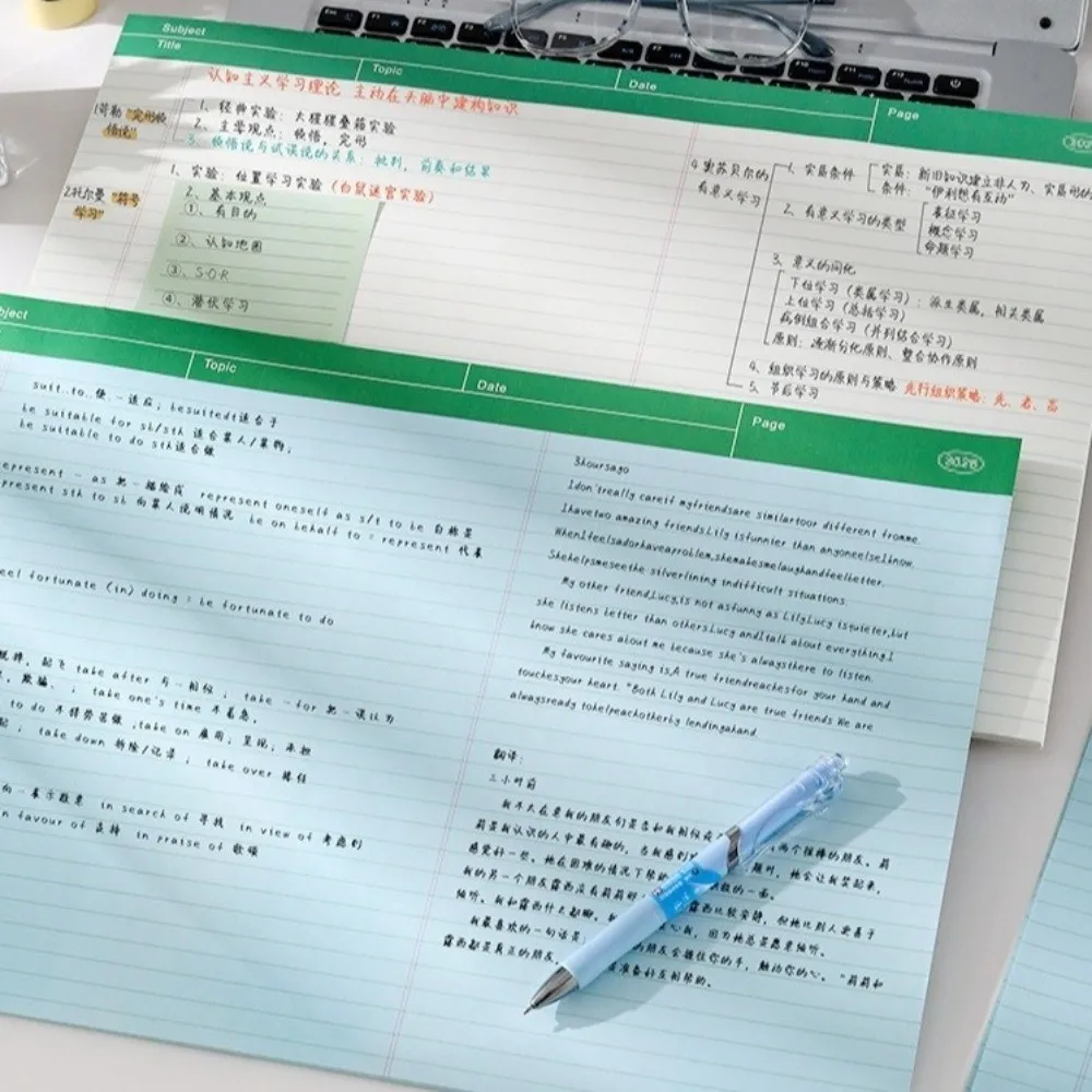 Thick Split Column A3 Lined Notepad Soft Eye Friendly Large Size Draft Paper Anti Bleed Writing Paper School Office