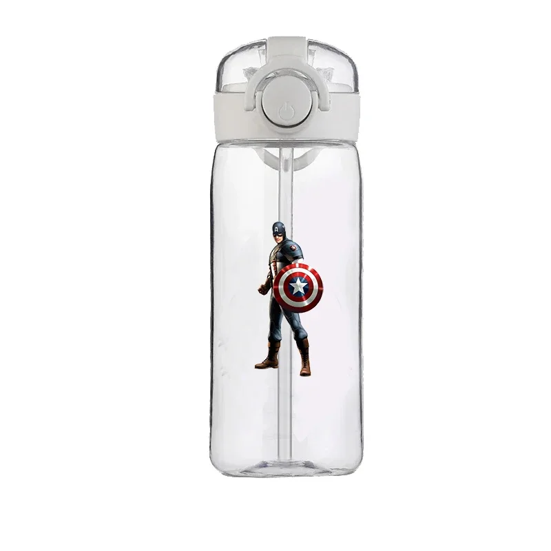 400ML Marvel New Portable Portable Plastic Straw Water Cup Anime Captain America Children Student School Cup Male Christmas Gift