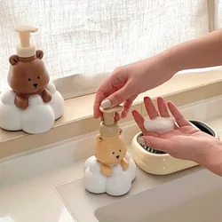 1PC Cartoon Bear Lathering Bottle Press Spray Bottle Bathroom Hand Sanitizer Shampoo Pump Bottle Portable Soap Dispenser