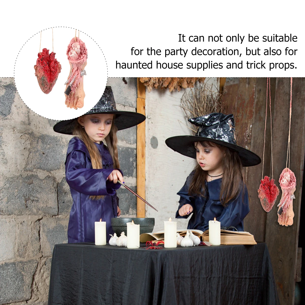 

2 Pcs Simulated Human Organ Pendant Halloween Decorations Body Parts Props for Display Bloody Realistic Prank Organs