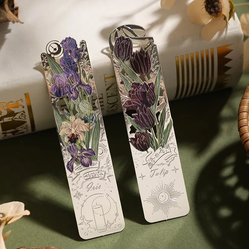 Retro Hollow Metal Bookmark Romantic Flower Series Reading Book Clip Reading Enthusiast Gift School Office Suppliers