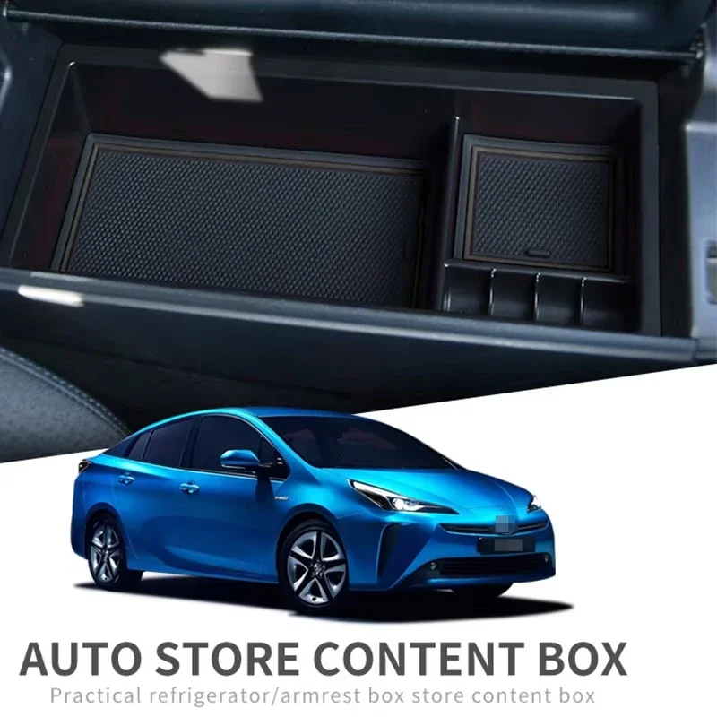 Secondary Storage Box for Toyota Prius XW50 2016 2017 2018 Center Console Organizer Tray Car Central Armrest Styling Accessorise