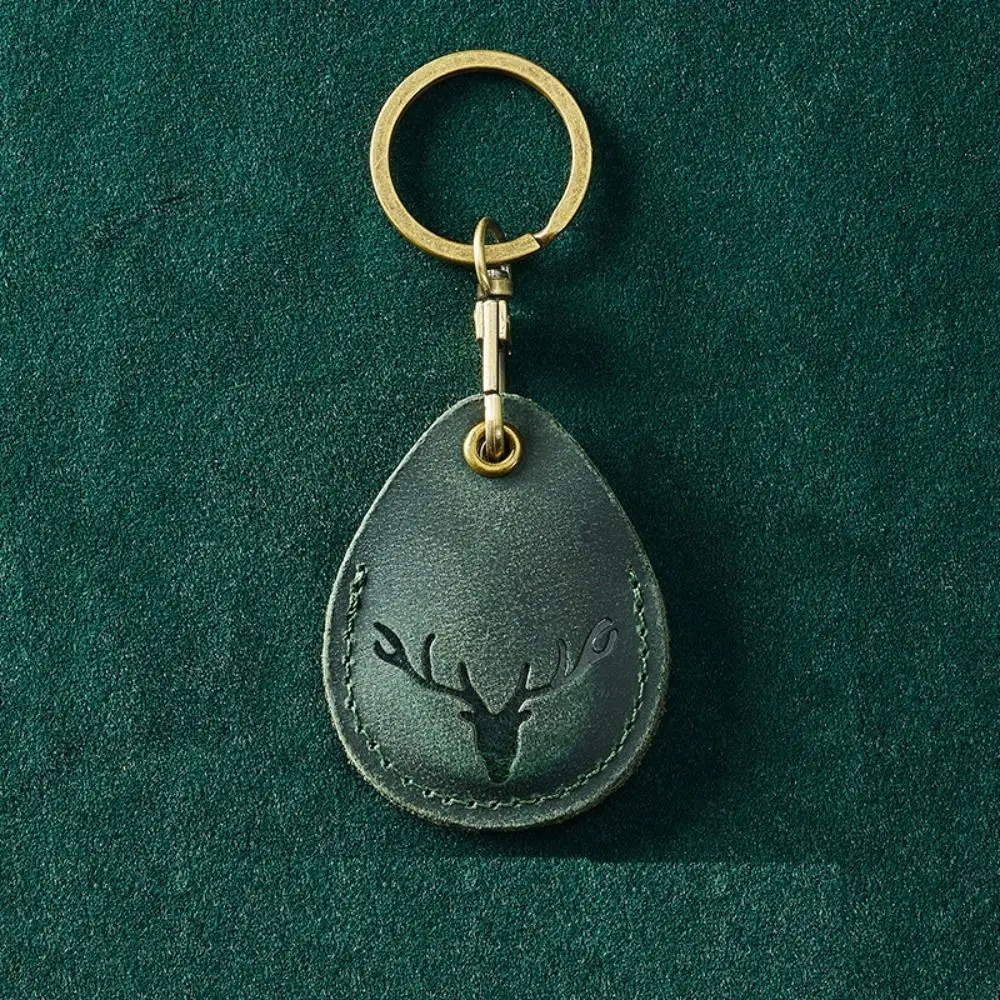 Leather Access Card Case Fingerprint-proof Anti-lost Key Tag Ring Anti-fall Accessories Card Holder Keychain Universal