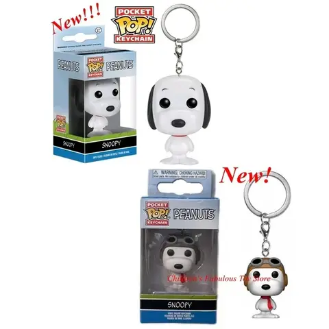 New Arrival FUNKO POP Pocket Keychains Peanuts Snoopy with hat new snoopy Keychain with box Action Figure Toys for Ornaments