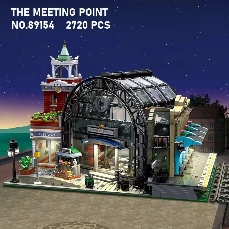 

NO.89154 Street View The Meeting Point Intersection Station Building Blocks Model Children's Educational Assembly Toy Decoration