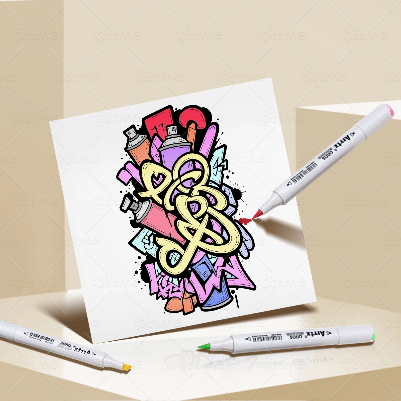 Abstraktes Graffiti-Malbuch, Kühne Streetart & Urbane Designs, Stressabbauendes Kreativbuch, Künstlerisches Geschenk für Erwachsene – Detail 6