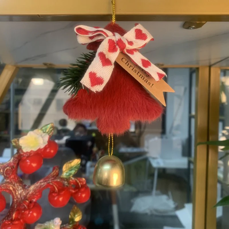 

1pc Christmas Tree Hanging Pendant Merry Xmas Ornament Decor Red White Happy New Year Bell Doorbell Kids Gift Party Supply