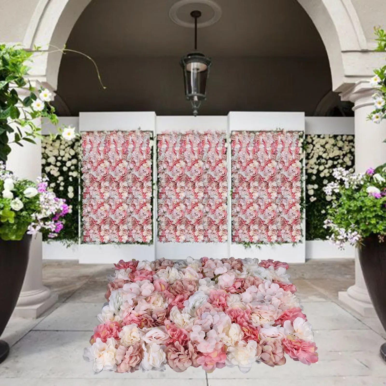 

6-Pack 24x15 Inch Artificial Wall Flower Background for Wedding, Party, Baby,and Bridal Decorations,Hanging Silk Flower Backdrop