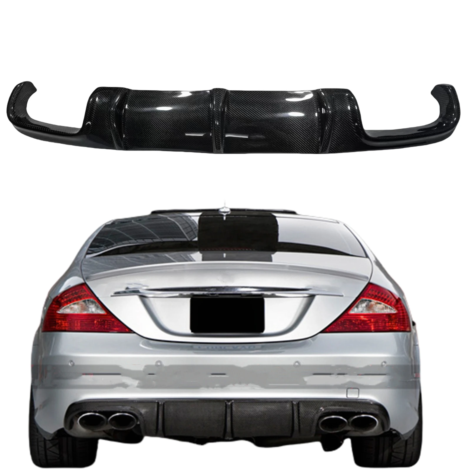 For Mercedes Benz W219 CLS63 CLS55 AMG 2004-2010 Rear Bumper Diffuser Lip Real Carbon Fiber Tail Boot Spoiler Splitter Protector