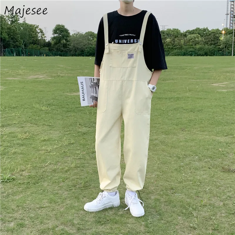 

Casual Pants Men Retro Overalls Autumn Harajuku Fashion Loose Streetwear Pockets Stylish Solid Simple All-match Joggers Baggy