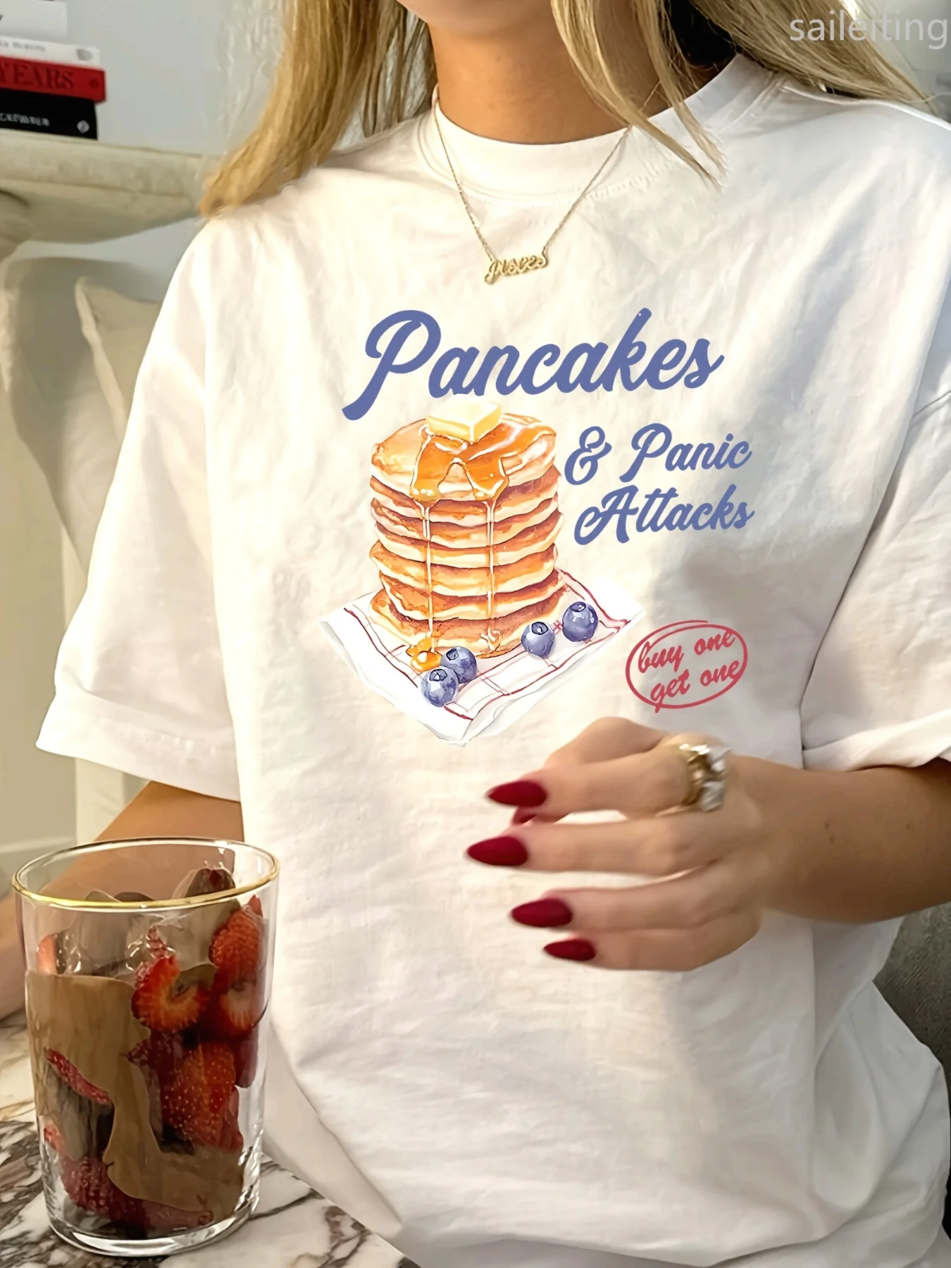 

Футболка с круглым вырезом и принтом, винтажный повседневный топ с принтом для женщин, одежда с рукавами в стиле Харадзюку, уличные топы, футболки, эстетичная одежда