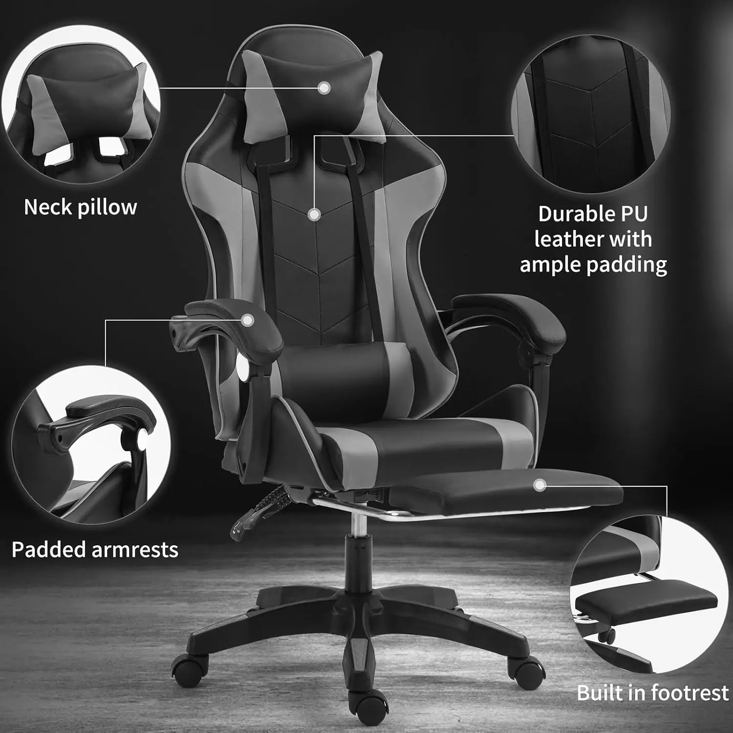 Chair with Footrest Ergonomic Office Chair Height