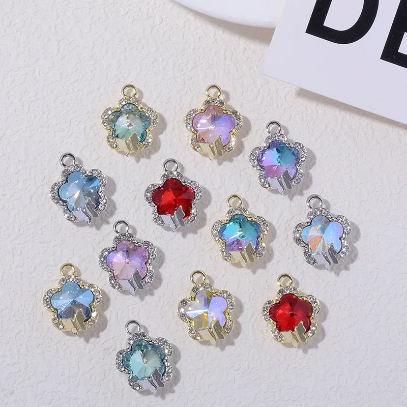 

50PCS 14*19mm Gold color Hot Selling Crystal flower butterfly Charms Alloy Pendant For necklace DIY Fashion Jewelry Accessories