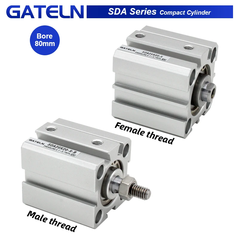 SDA80 air pneumatic cylinder double acting compact cylinder SDA80X15S SDA80X5 SDA80X50 SDA80X75-B SDA80X100-S-B