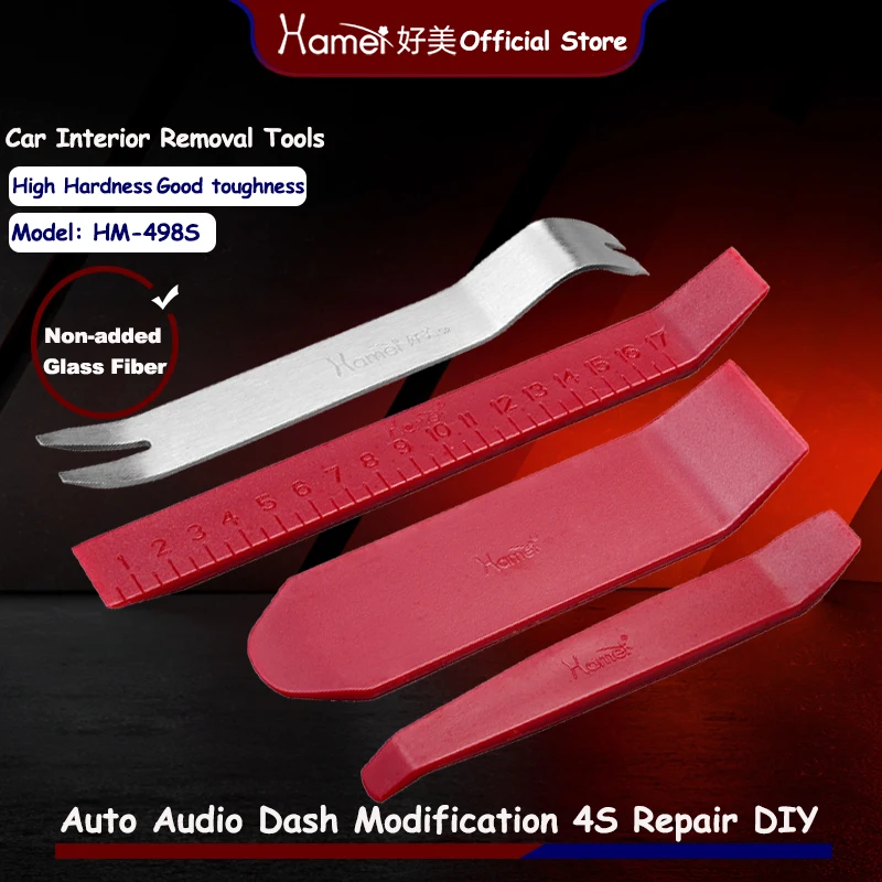 4pcs Mixed Plastic & Metal Trim Pry Tool Set For Car Interior Panel Dashboard Stereo Navigation Multi‑Scene Disassembly Crowbar