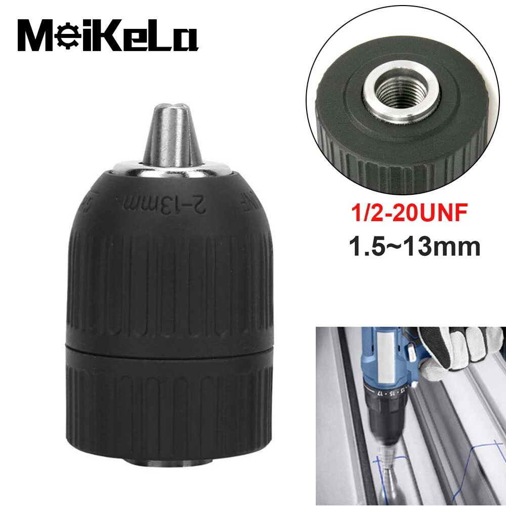 

2-13mm 1/2" 20UNF Drill Chuck Adapter Self-locking Hand Tight Chuck Impact Wrench Hammer Conversion Drill Bit Holder