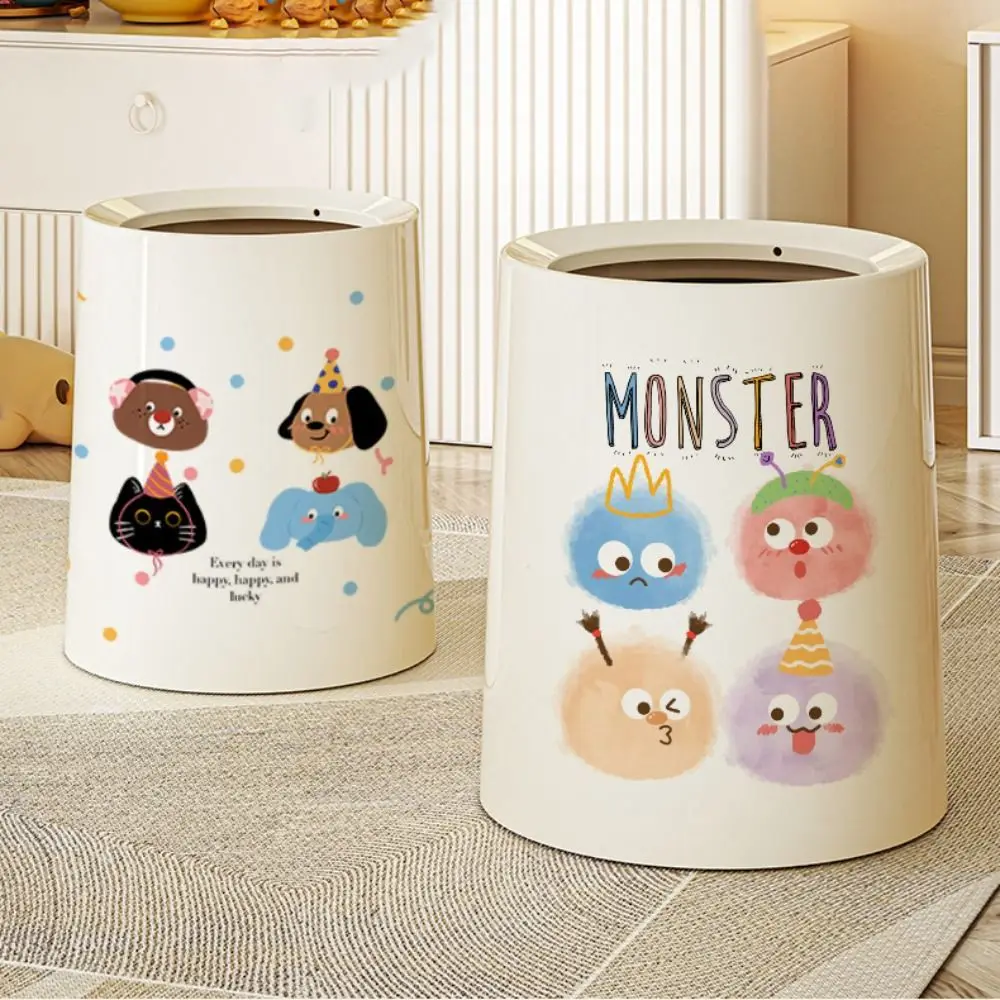 

with Lid Plastic Garbage Bin Cute Cartoon Trash Can Creative Thickened Waste Bin Home