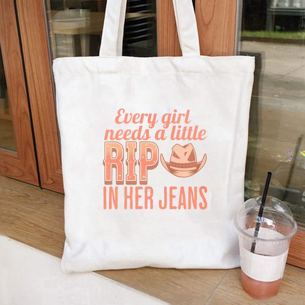 Every girl needs a small torn denim tote bag, fashionable and multifunctional canvas shoulder bag, reusable shopping bag