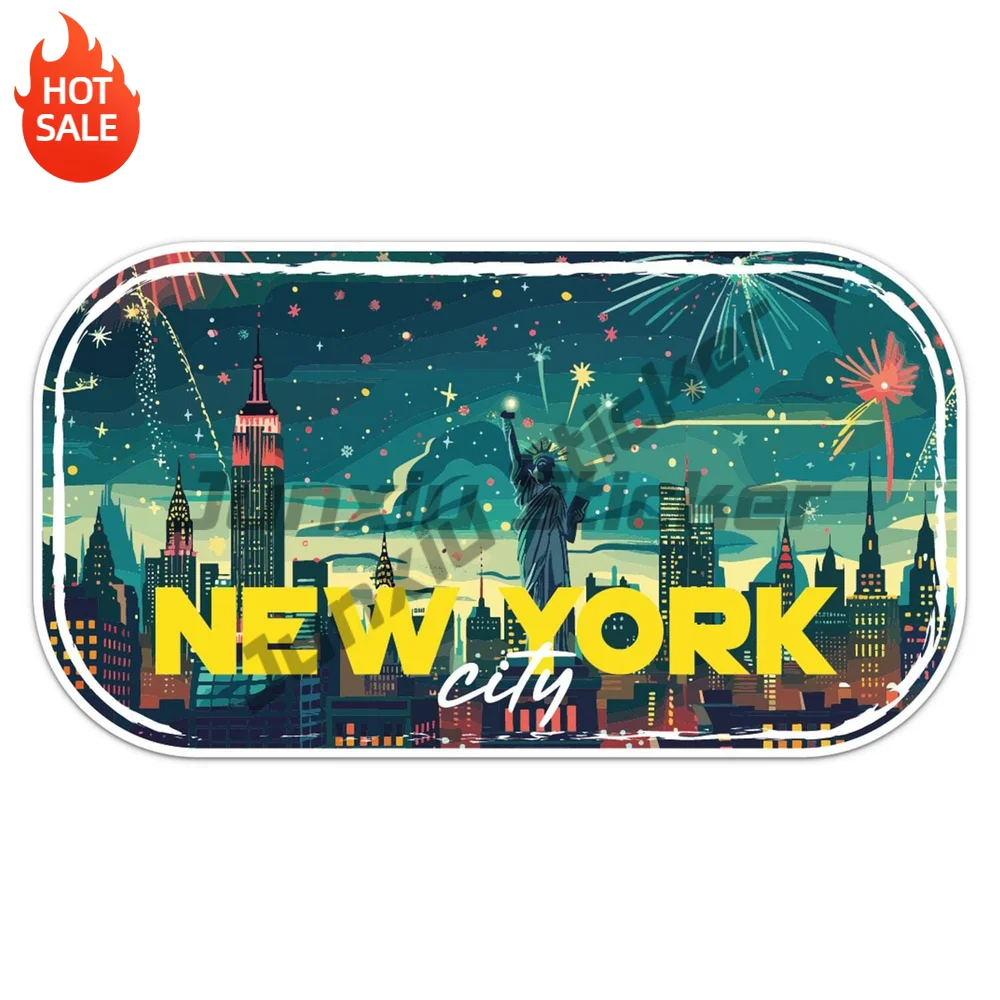 Holiday New York USA Travel City Vinyl Car Sticker Self Adhesive Decal for Car Bumper and Travel Case Car Accessories