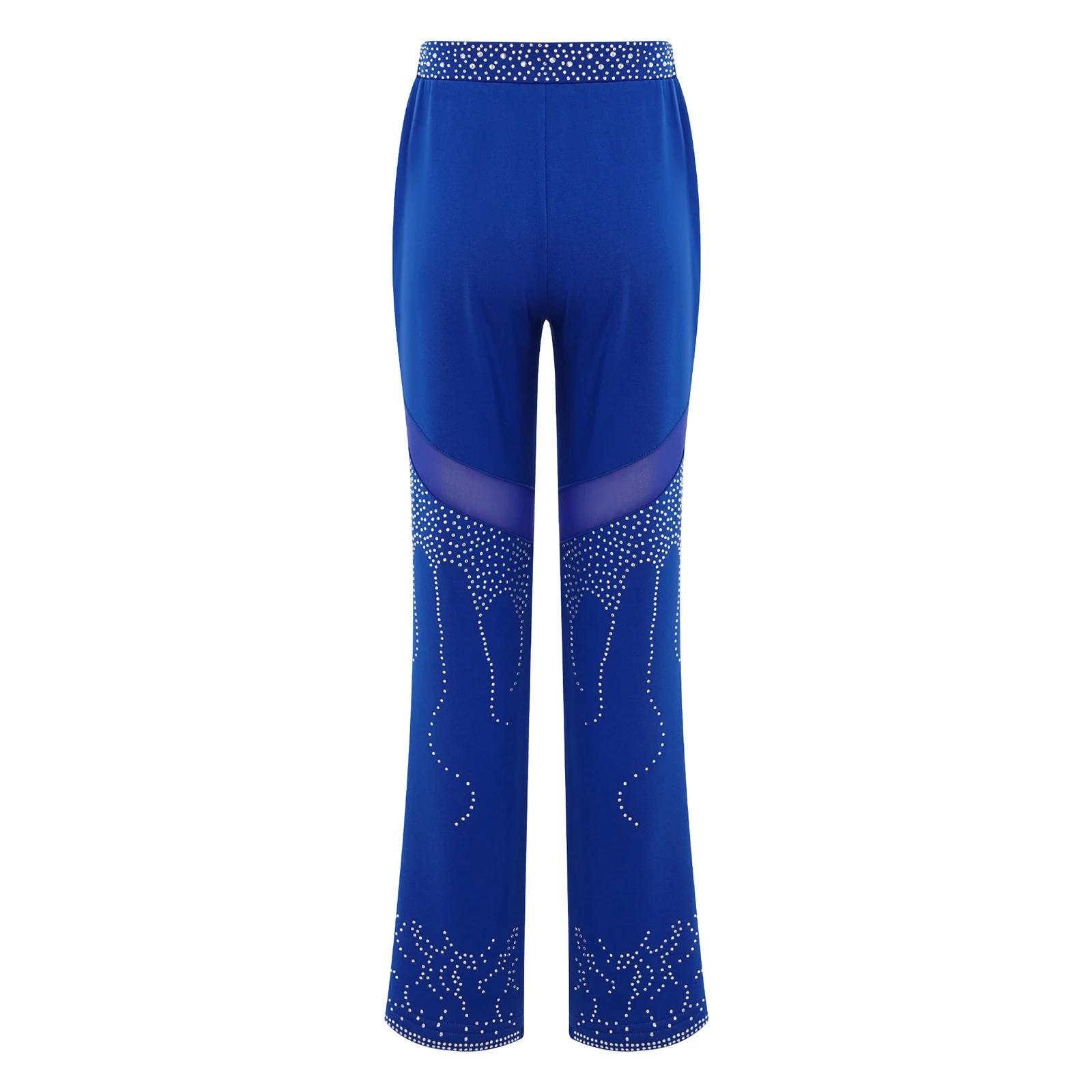 

Girls Ballet Figure Ice Skating Pants Thin Fleece Lined Leggings Elastic Waistband Mesh Rhinestones Gymnastics Practice Trousers