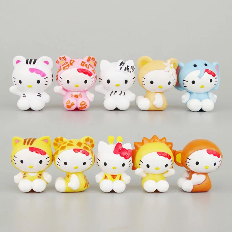 10pcs Sanrio Hello Kitty Mini Model Ornament Toys Kawaii Girls Diy Keychain Phone Charm Nail Patch Materials Decor Brinquedos