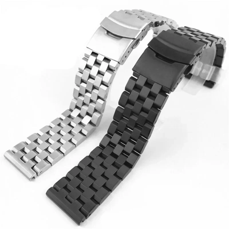 Replacement Watch Strap 18mm 20mm 22mm 24mm 26mm Stainless Steel Watch Band Wrist Bracelet Double Lock Clasp Watchband Belt 5ZTK