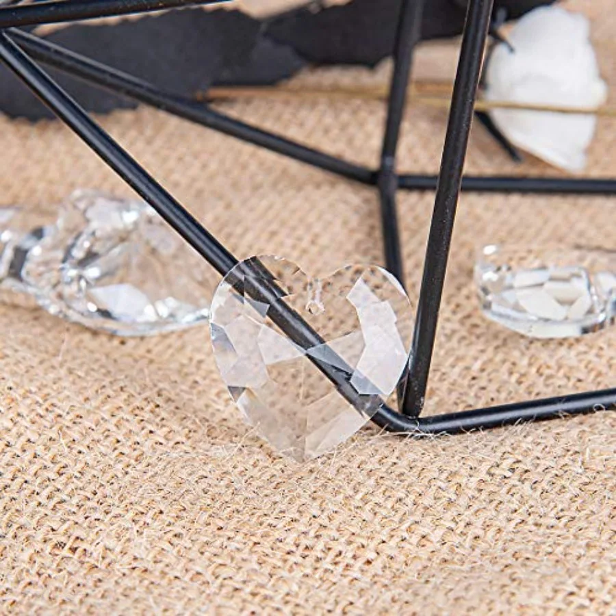 longsheng 20pcs Crystal Prisms Heart Shape Chandelier Drop Parts Hanging Pendants Curtain Lamp Drop 28mm Rainbow Maker Wedding