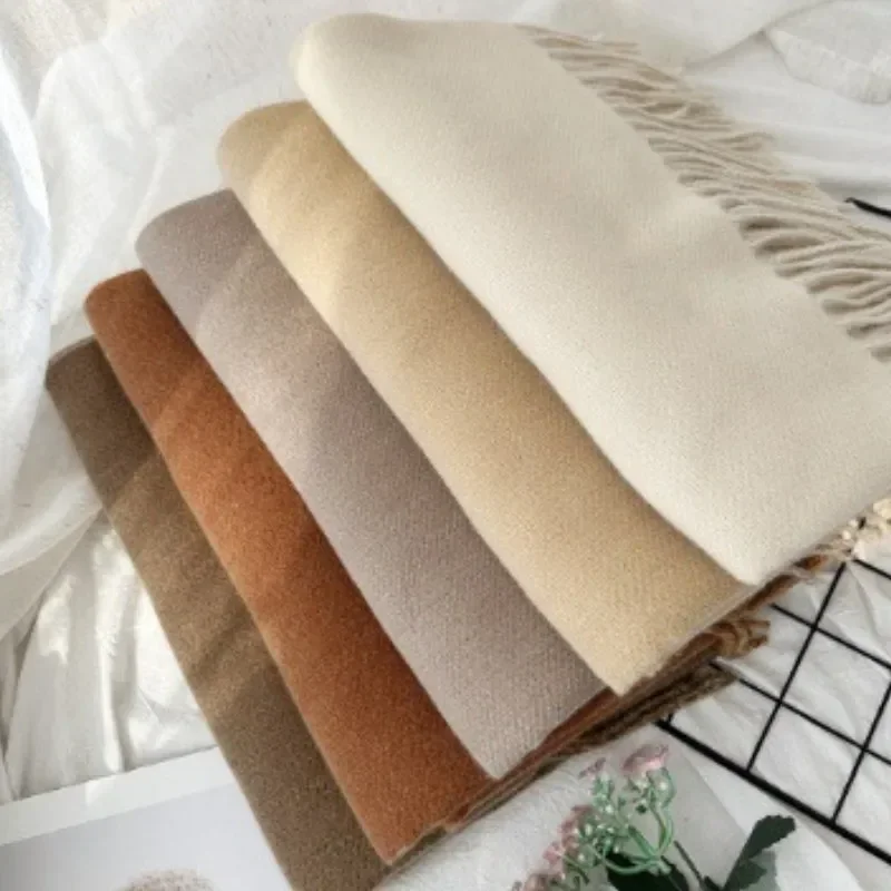 Solid Color Plain Scarf with Tassel Women Man Winter Warm Neck Scarves Shawl Luxury Female Scarf 1PC New Soft Winter Scarf Girls