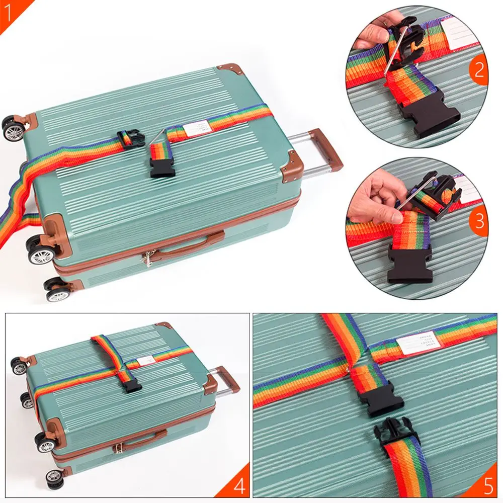 Luggage Buckle Strap Cross Belt Packing Adjustable Travel Accessories Suitcase Buckle Strap Rainbow Baggage Packing Belts