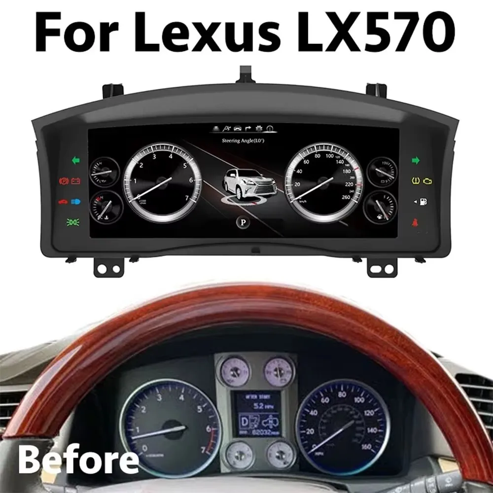 العنقودية الرقمية لكزس LX 570 LX470 LX460 LX570 J200 2007-2015 الظاهري قمرة القيادة سرعة متر لوحة سيارة عرض أداة